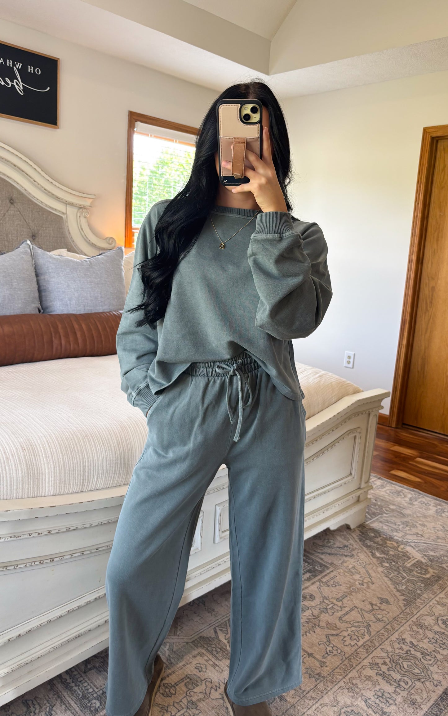 Washed French Terry Set- Ash Jade