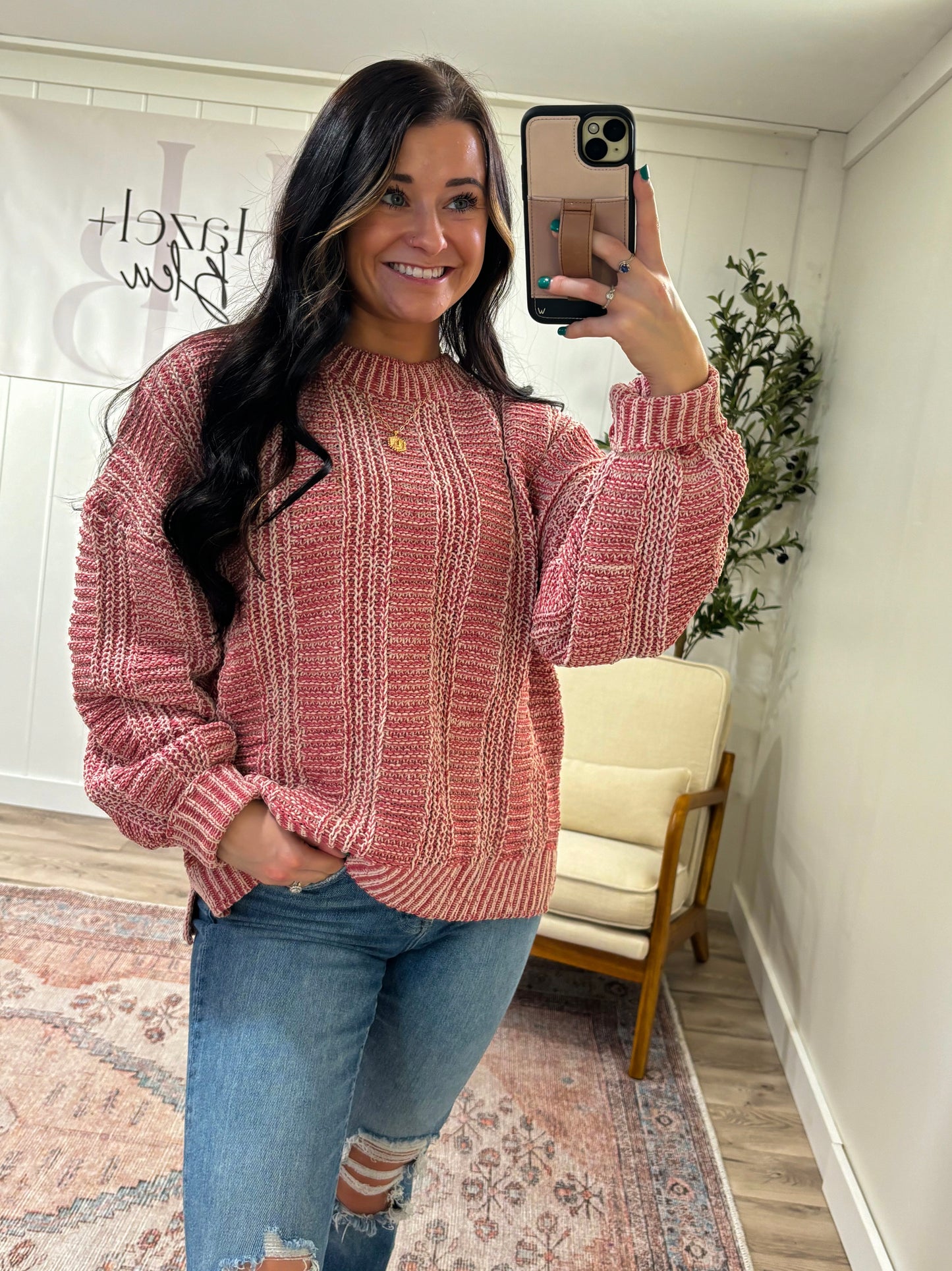 Alaya Two Tone Sweater- Mauve