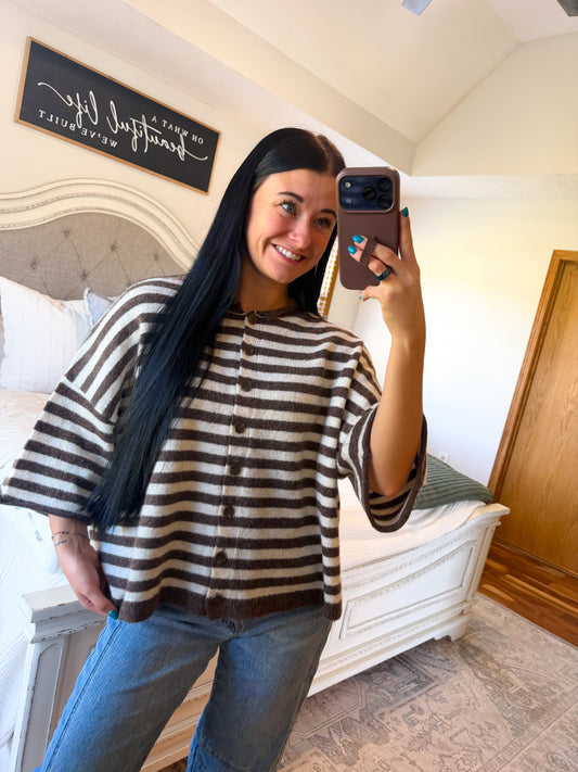 Cally Cardigan Top- Espresso