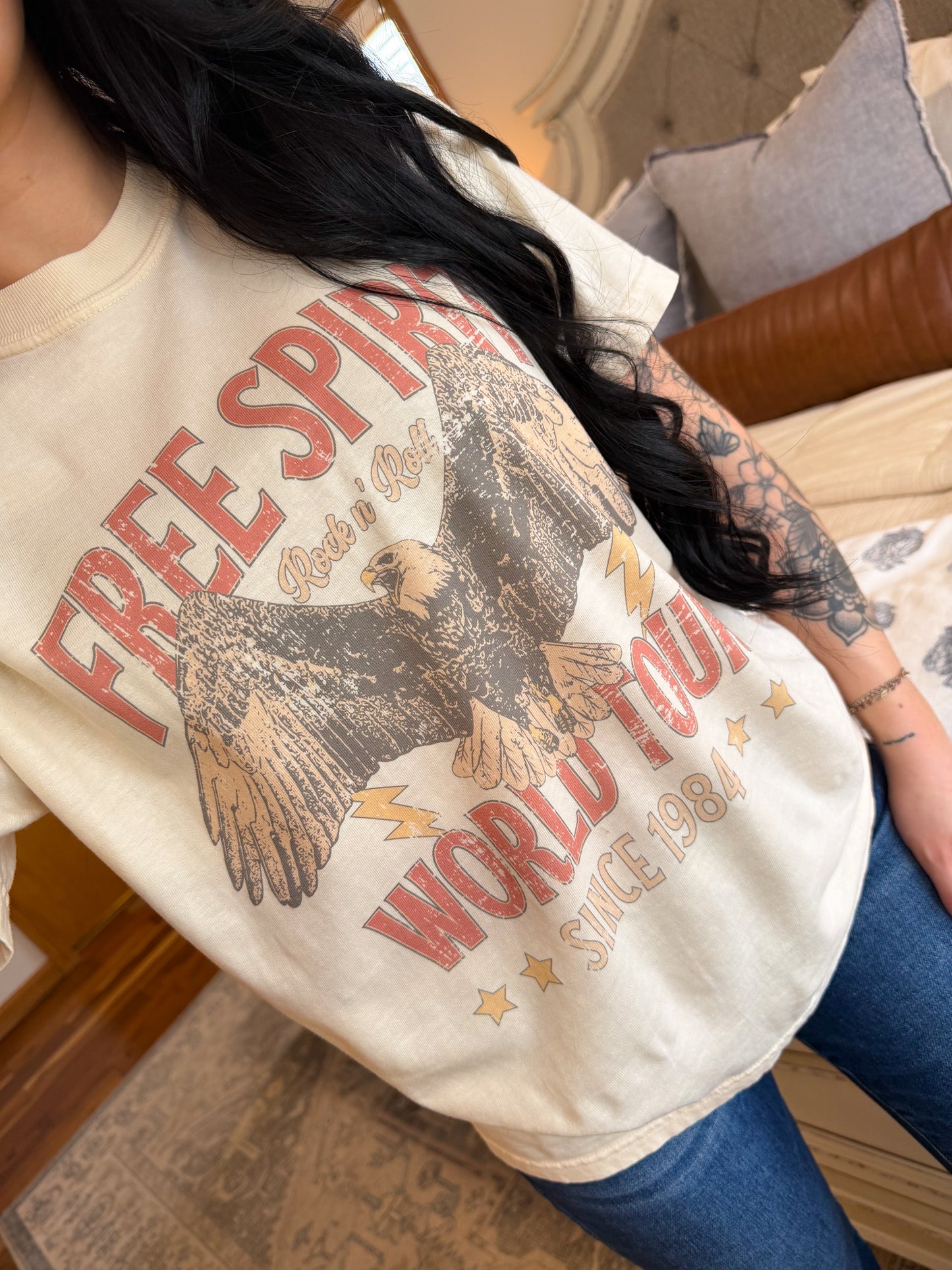 Free Spirit Graphic Tee- Cream