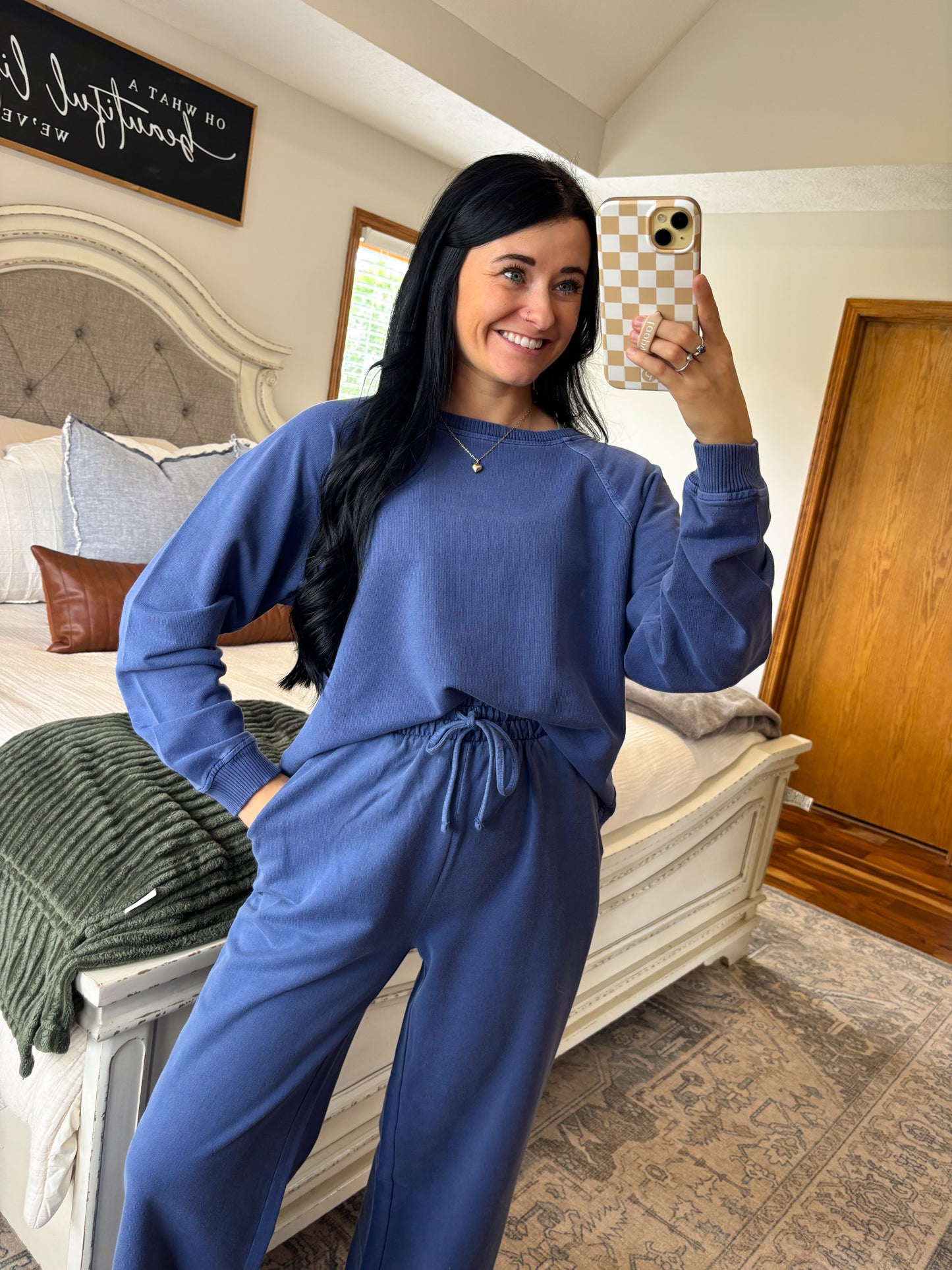 Washed French Terry Set- Navy