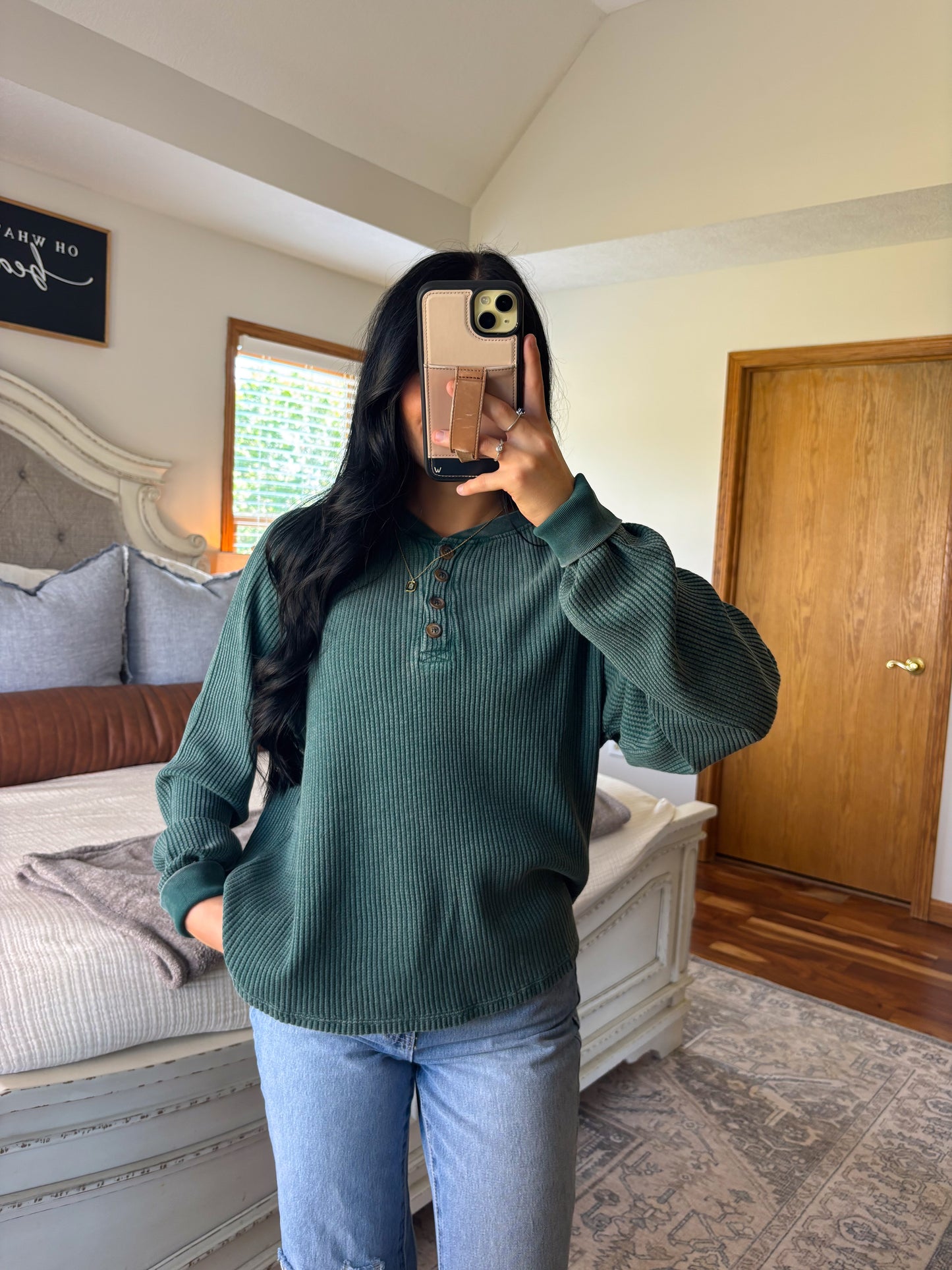 Lottie Henley Top- Hunter Green