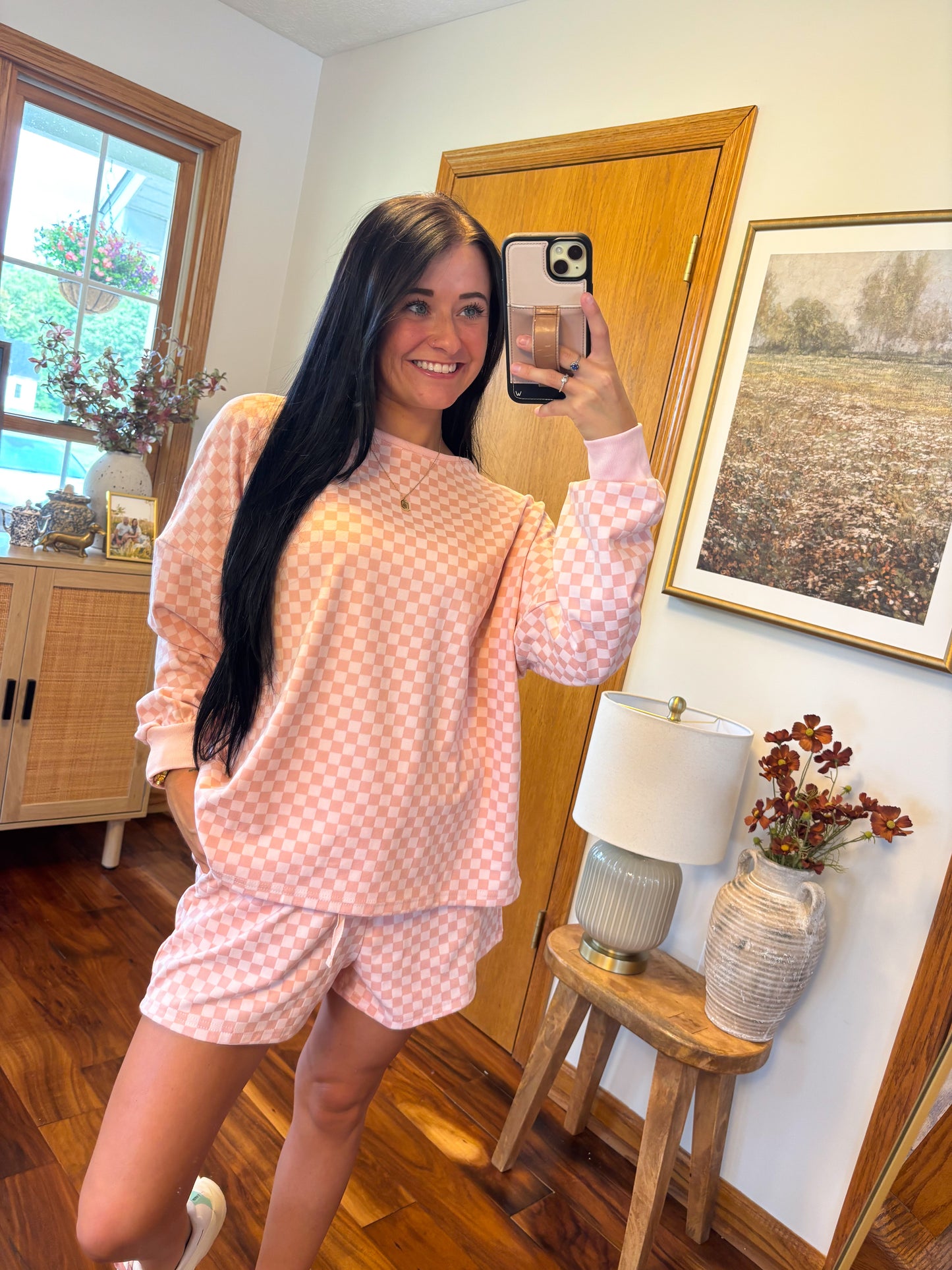 Checkered Set- Blush Pink