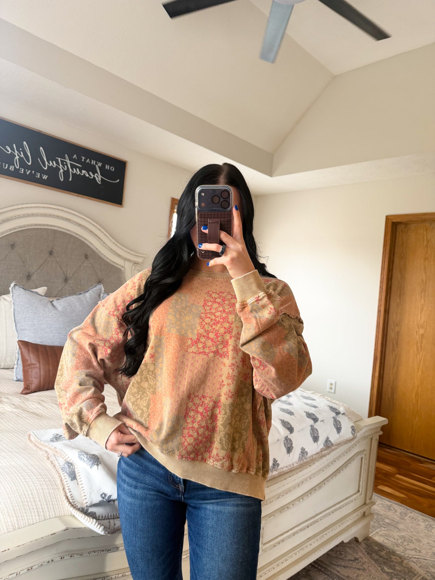 Paisley Patchwork Pullover- Khaki